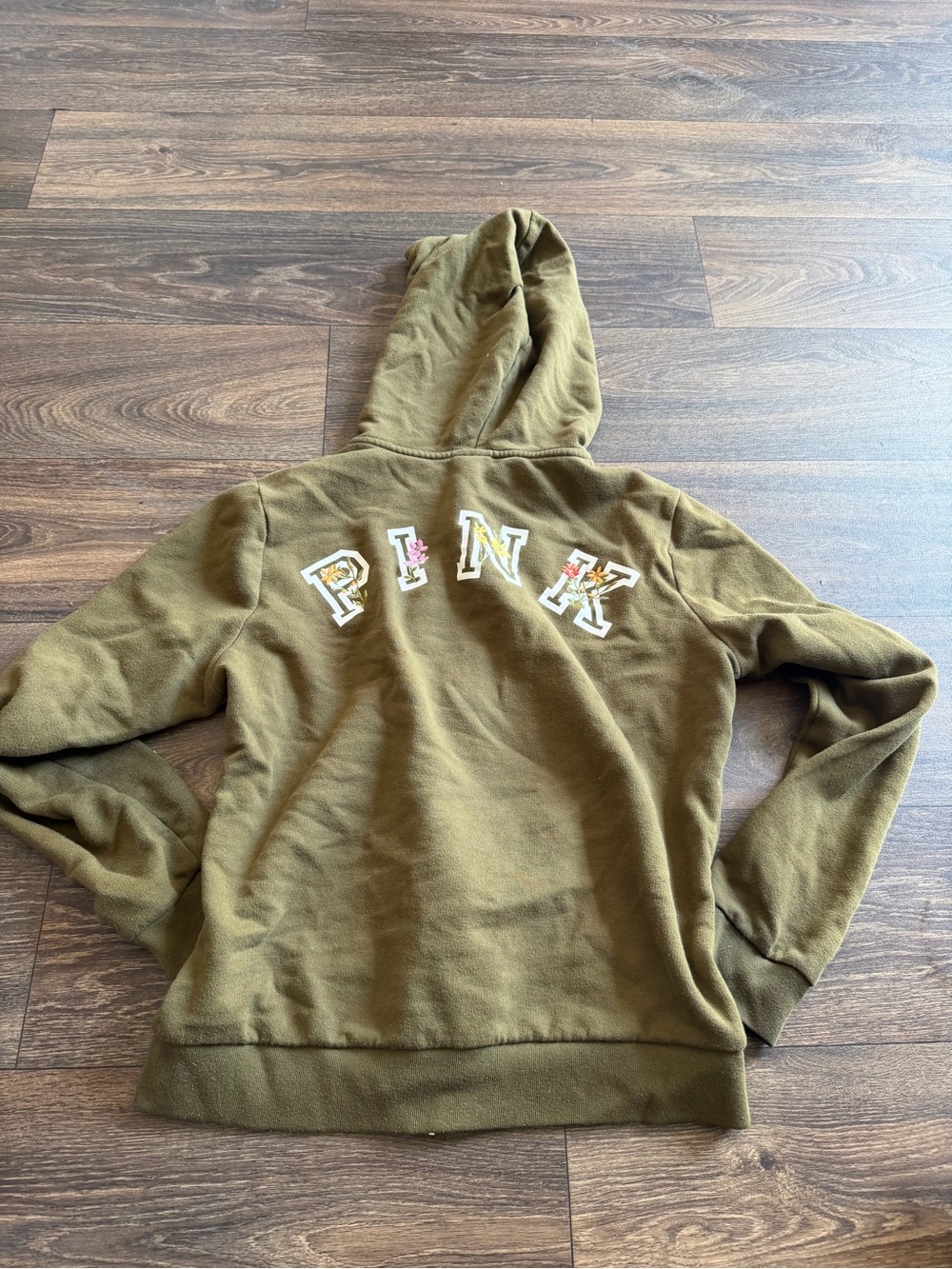 PINK Victoria's Secret Olive Green Hooded Fleece Jacket